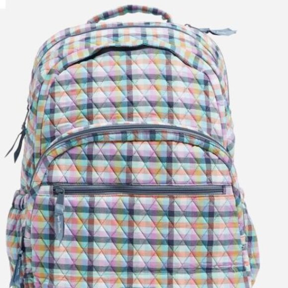 NEW Vera Bradley Essential Large Backpack in signature cotton Gingham Plaid main image 4